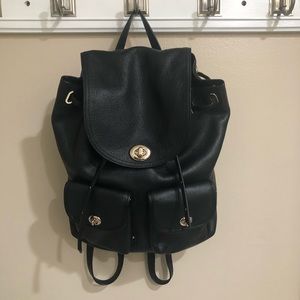 Black Leather Coach Backpack